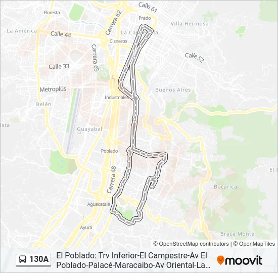 130A Bus Line Map