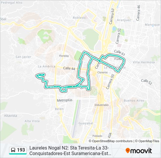 Mapa de 193 de autobús