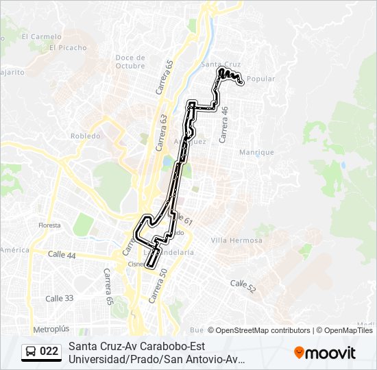 Mapa de 022 de autobús