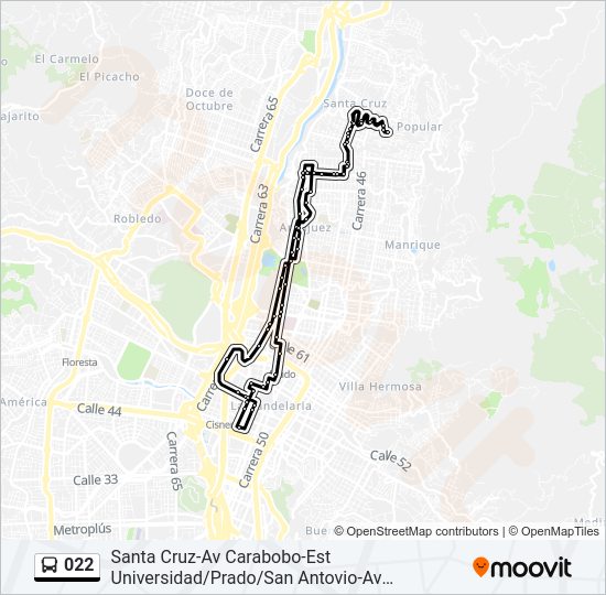 Mapa de 022 de autobús