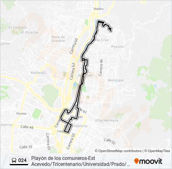 Ruta 024 horarios, paradas y mapas Cra 46 Con Cll 116‎→Cra 46 Con