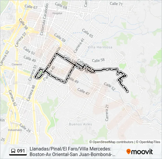091 Bus Line Map