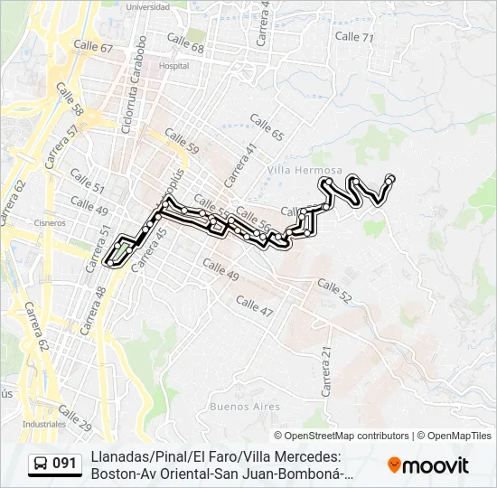 091 Bus Line Map
