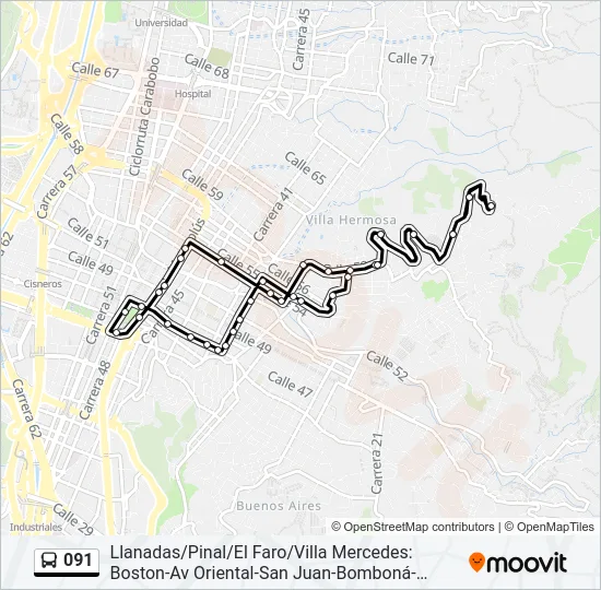 091 Bus Line Map