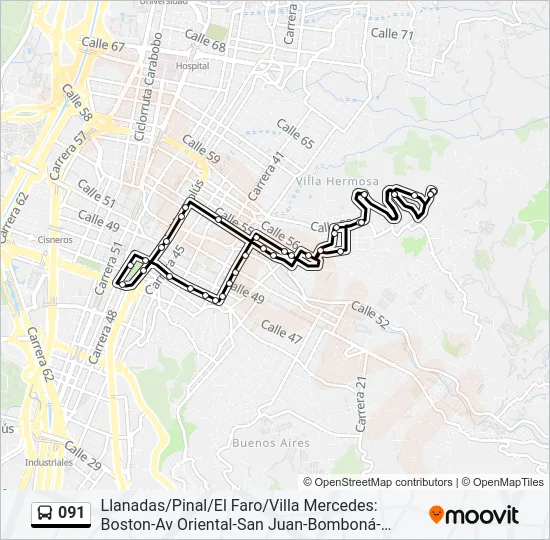 091 Bus Line Map