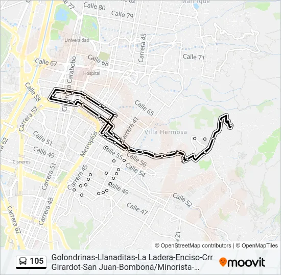105 Bus Line Map