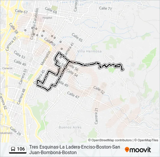 106 Bus Line Map