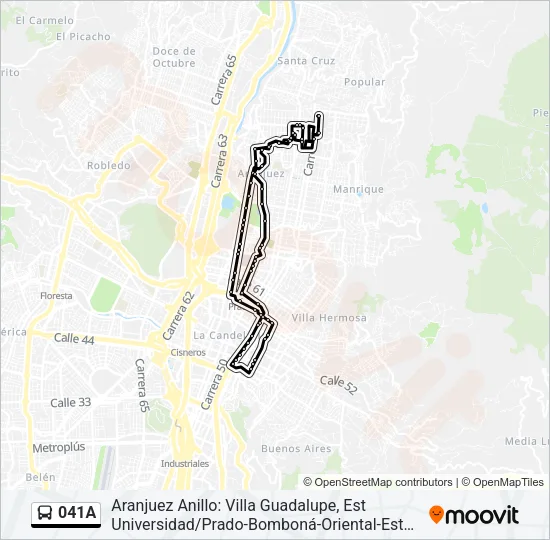 041A Bus Line Map