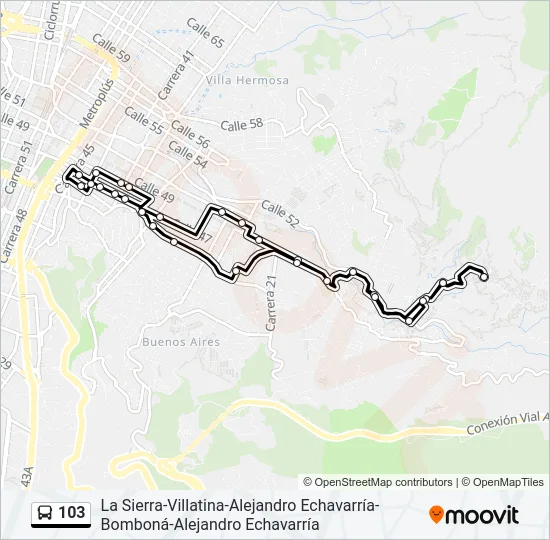 103 Bus Line Map