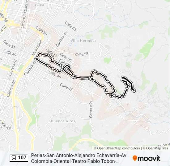 107 Bus Line Map