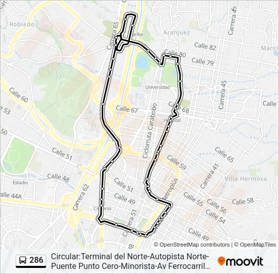 286 Bus Line Map