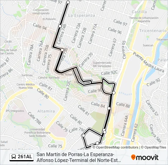 261AL Bus Line Map