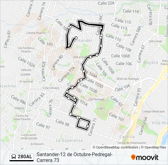 280AL Bus Line Map