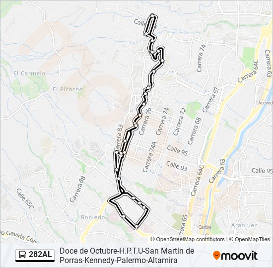 282AL bus Line Map