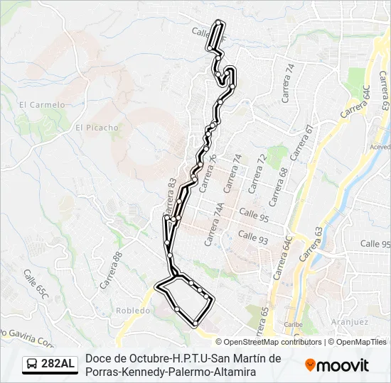 282AL Bus Line Map