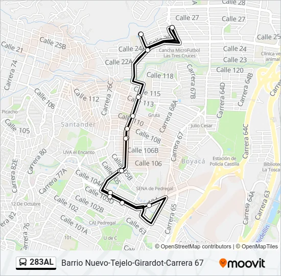 283AL Bus Line Map