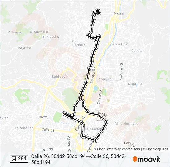 284 Bus Line Map