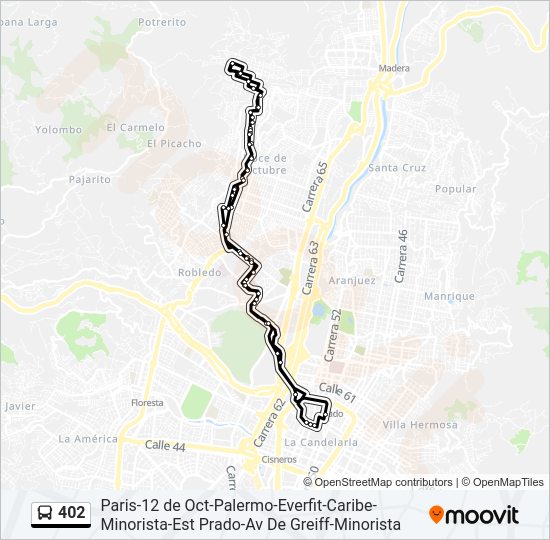 Mapa de 402 de autobús