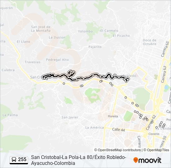 Mapa de 255 de autobús