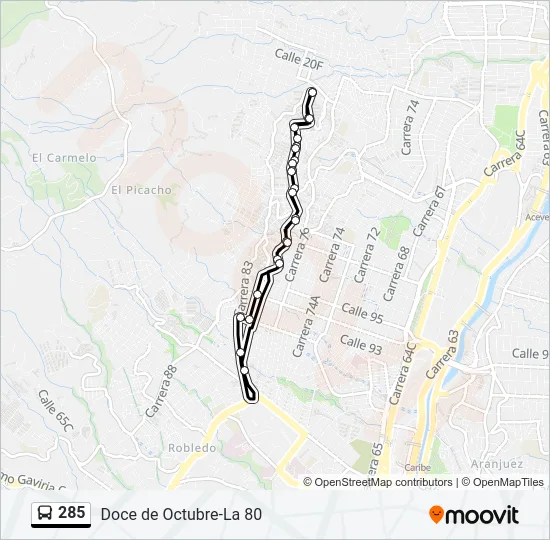 285 Bus Line Map