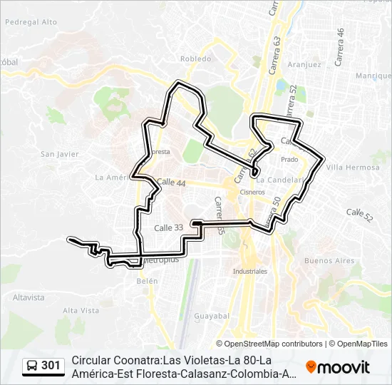 301 Bus Line Map