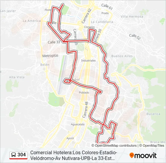 304 Bus Line Map
