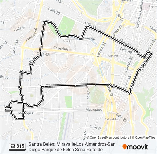 Mapa de 315 de autobús