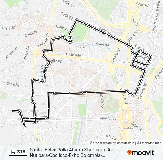 316 Bus Line Map