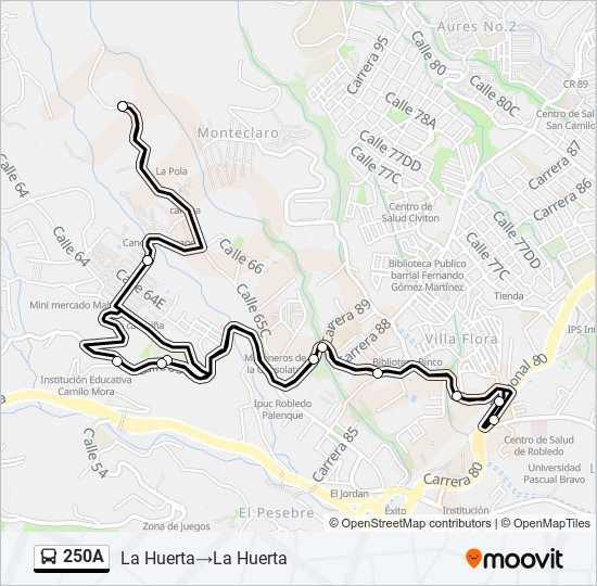 250A bus Line Map