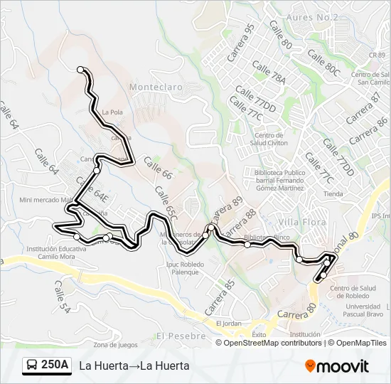 250A Bus Line Map