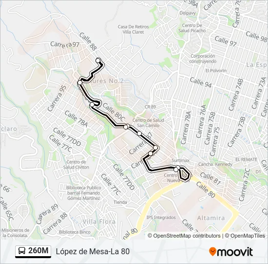 260M Bus Line Map