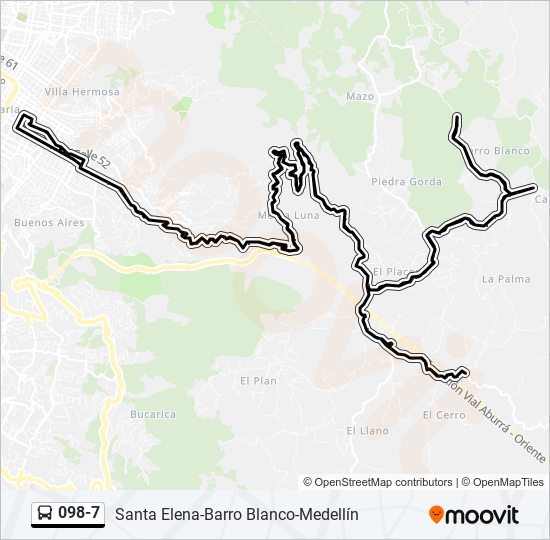 Mapa de 098-7 de autobús