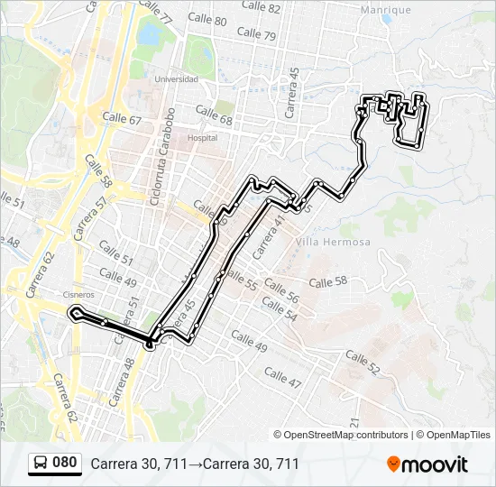080 Bus Line Map