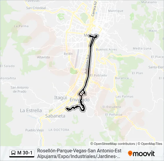 M 30-1 Bus Line Map