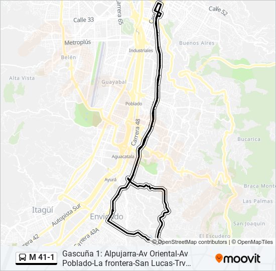 Mapa de M 41-1 de autobús