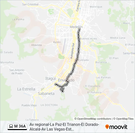 M 36A Bus Line Map