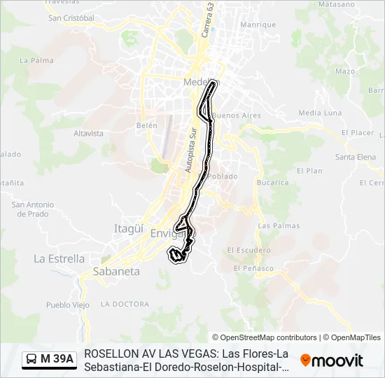 M 39A Bus Line Map