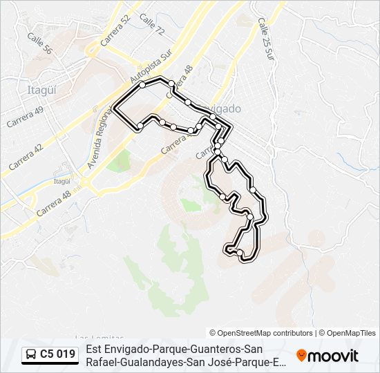 Mapa de C5 019 de autobús