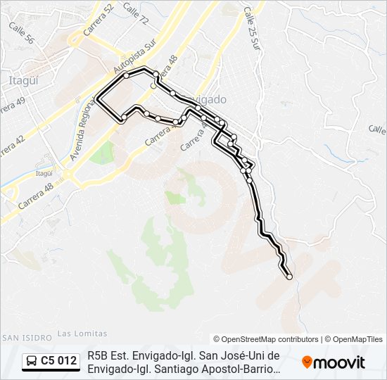 Mapa de C5 012 de autobús