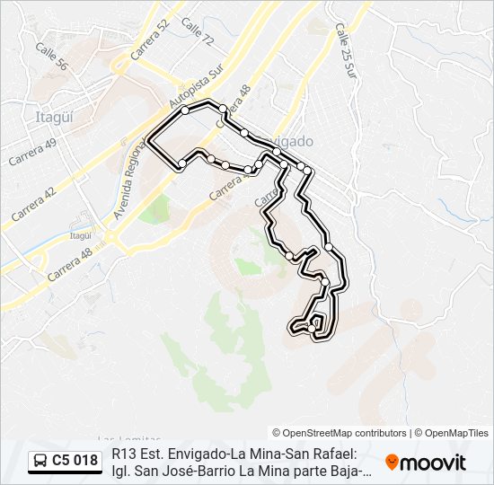 Mapa de C5 018 de autobús