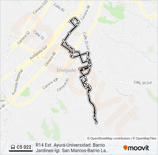 Mapa de C5 022 de autobús
