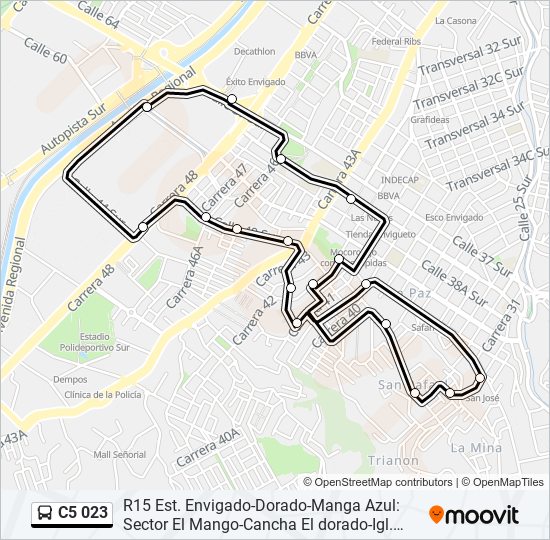 Mapa de C5 023 de autobús