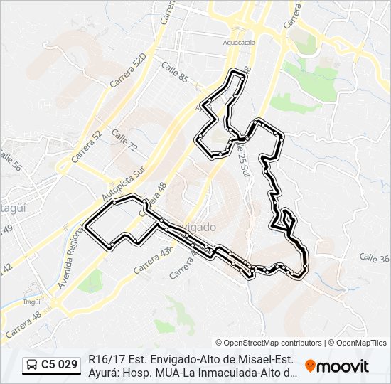 Mapa de C5 029 de autobús