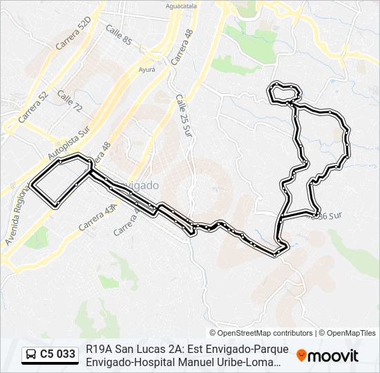 Mapa de C5 033 de autobús