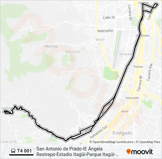 T4 001 Bus Line Map