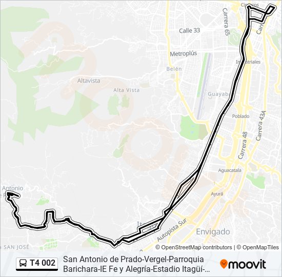 T4 002 bus Line Map