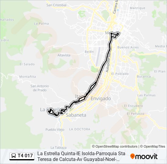 Mapa de T4 017 de autobús