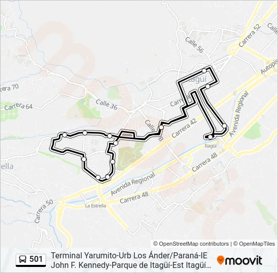 501 Bus Line Map