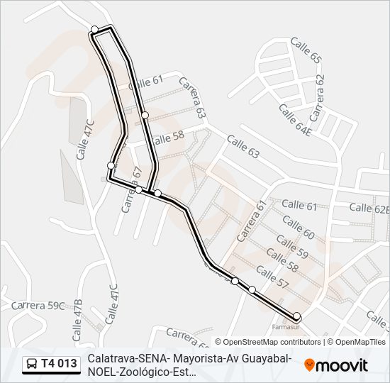 Mapa de T4 013 de autobús
