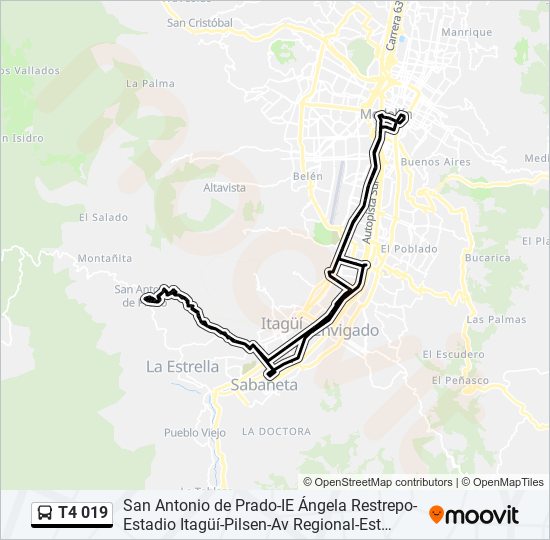 Mapa de T4 019 de autobús